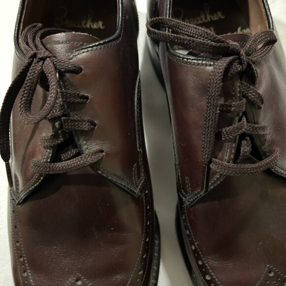 Breather Wright Shoes Mens 7 D Brown Leather Wingtip Oxford Dress Formal